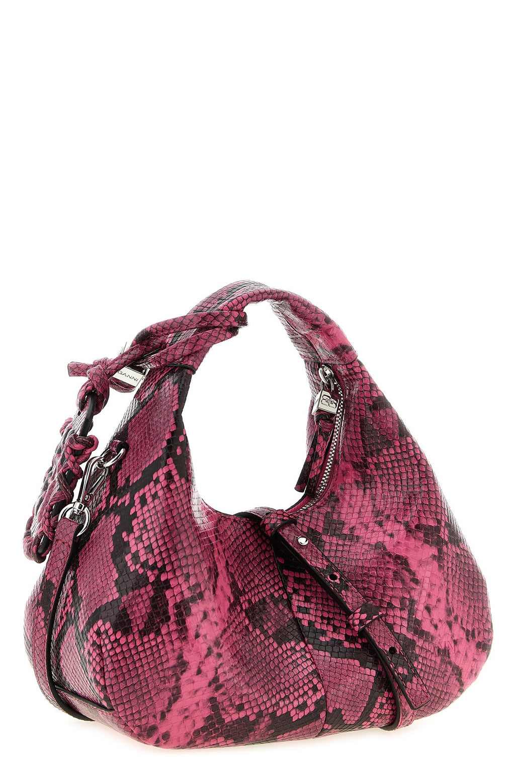 2026 New Arrival mini hobo handbag in shiny leather effect snake print fabric