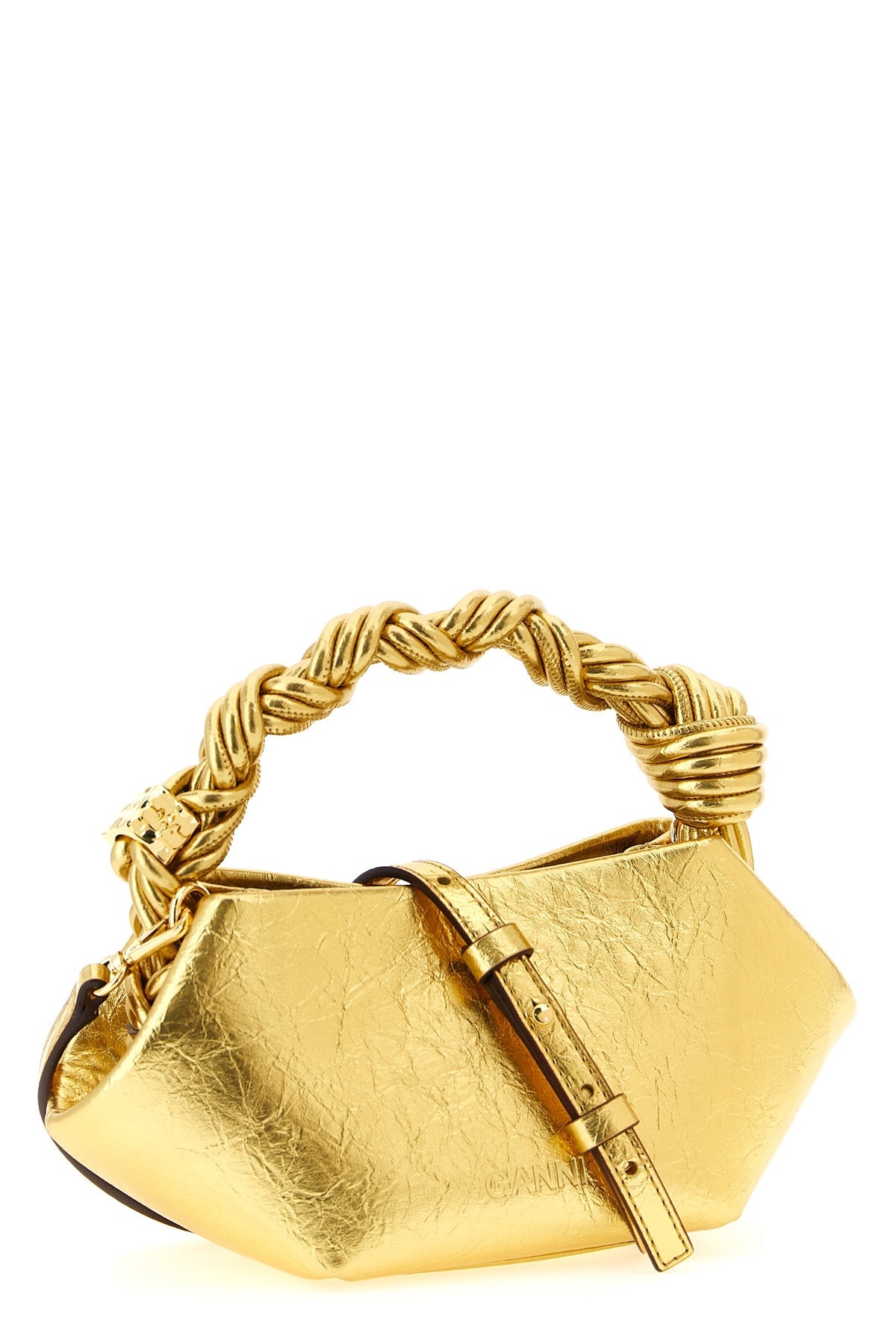2026 New Arrival bou mini handbag in craquelé metallic leather-effect fabric