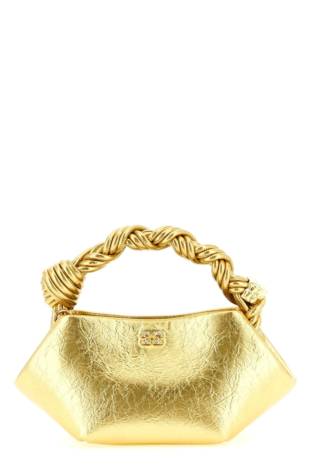 2026 New Arrival bou mini handbag in craquelé metallic leather-effect fabric