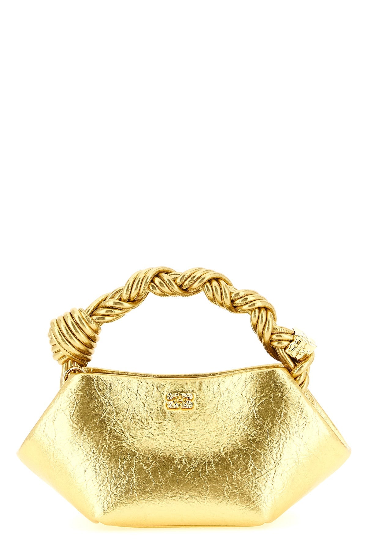 2026 New Arrival bou mini handbag in craquelé metallic leather-effect fabric