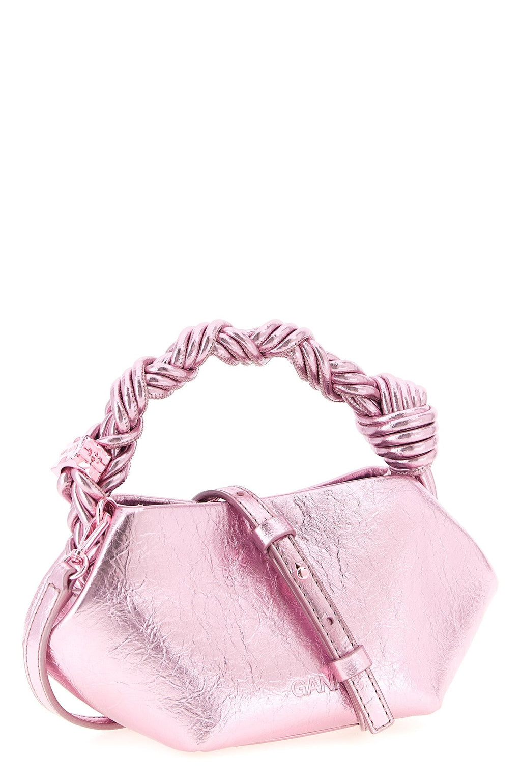 2026 New Arrival bou mini handbag in craquelé metallic leather-effect fabric