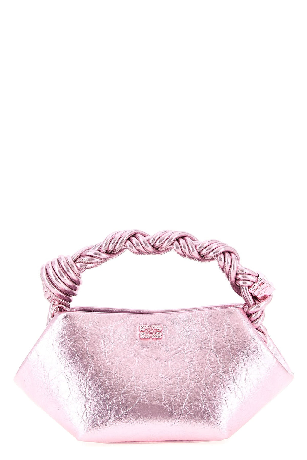 2026 New Arrival bou mini handbag in craquelé metallic leather-effect fabric