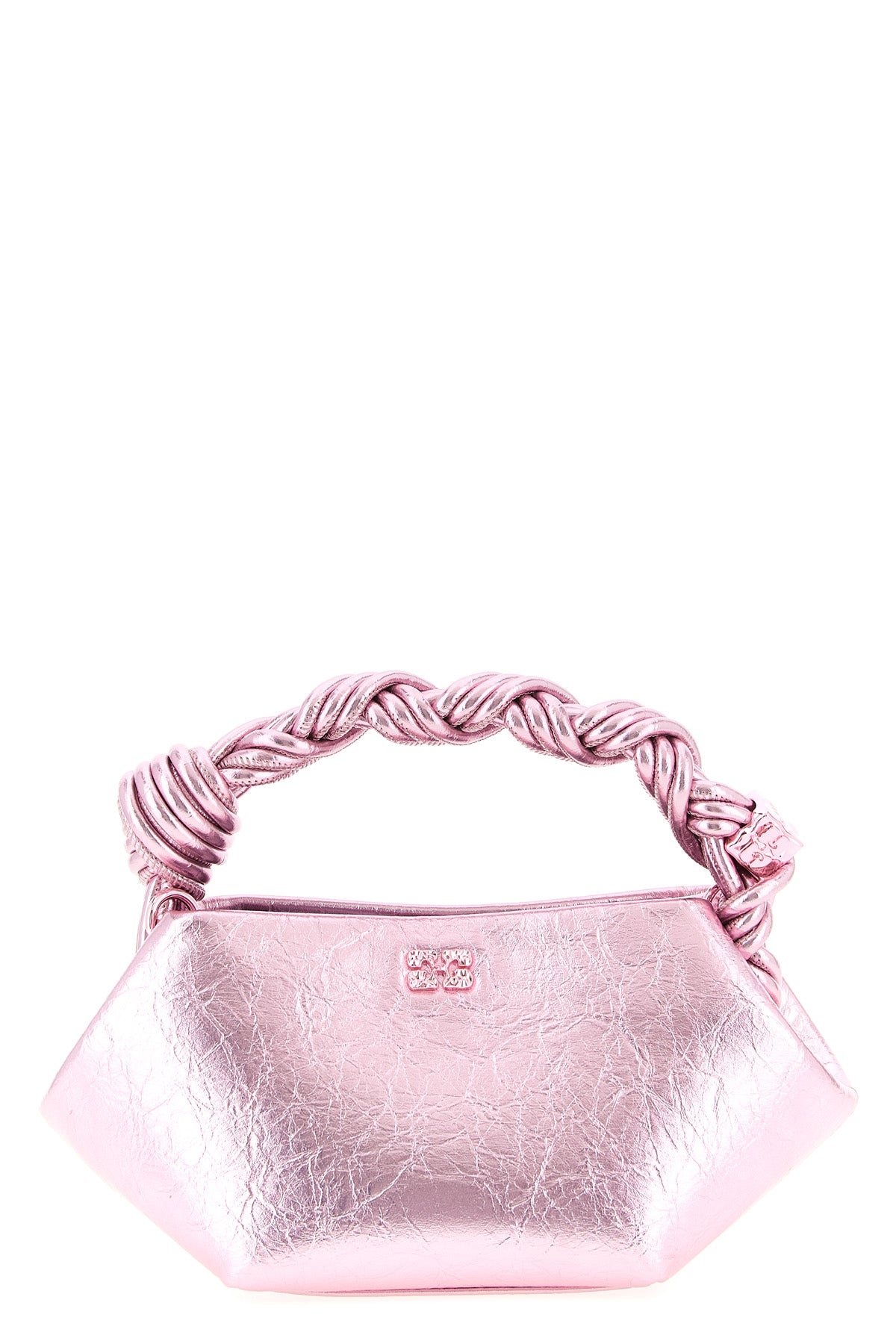 2026 New Arrival bou mini handbag in craquelé metallic leather-effect fabric