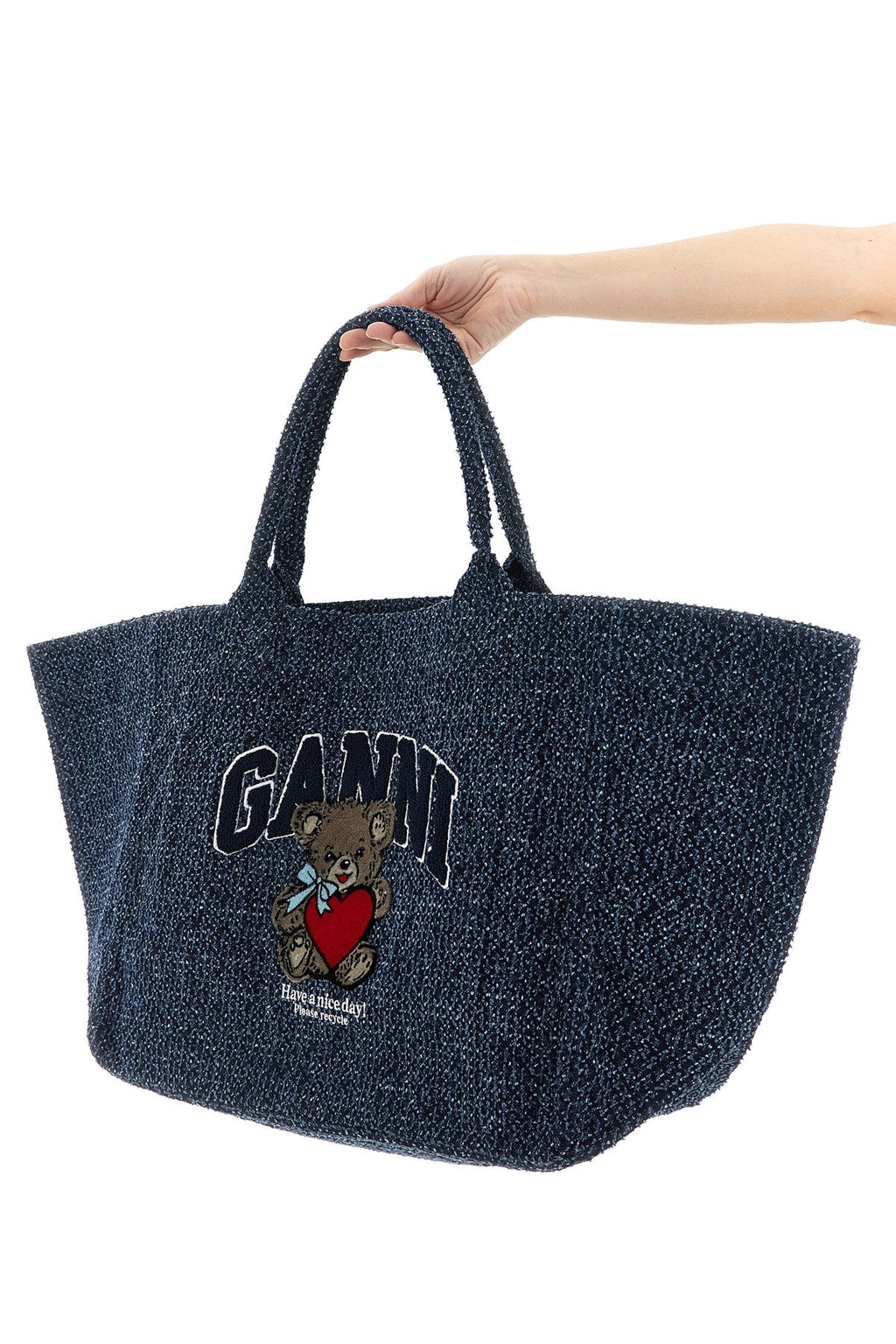 2026 New Arrival xxl bear shopping bag in tweed denim cotton