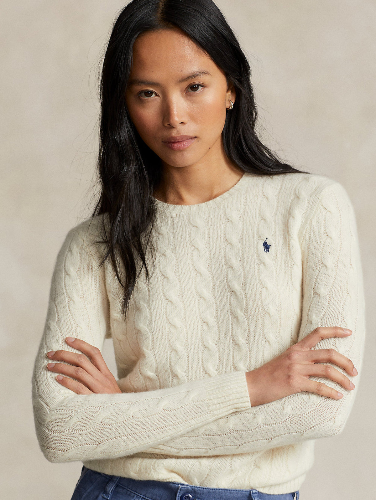 2026 New Arrival Maglia a Trecce in Misto Cashmere Crema