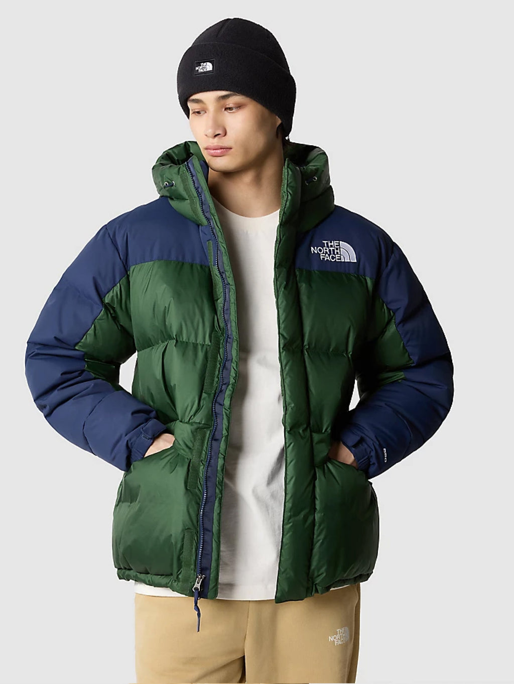 2026 New Arrival Piumino con Cappuccio Color Block Himalayan Verde/Blu