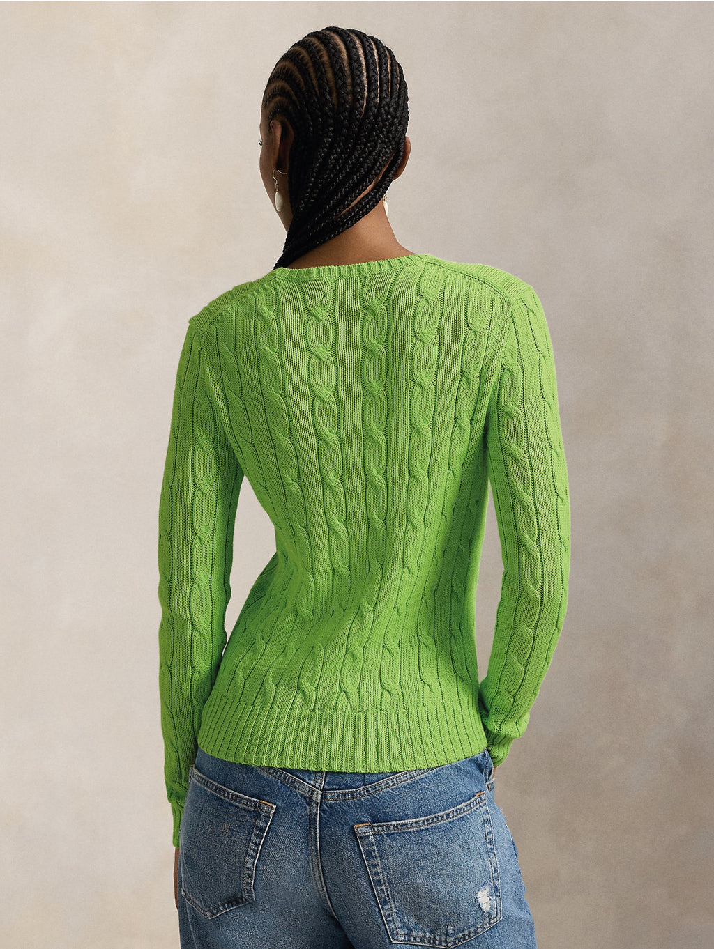 2026 New Arrival Maglia Girocollo in Cotone a Trecce Verde