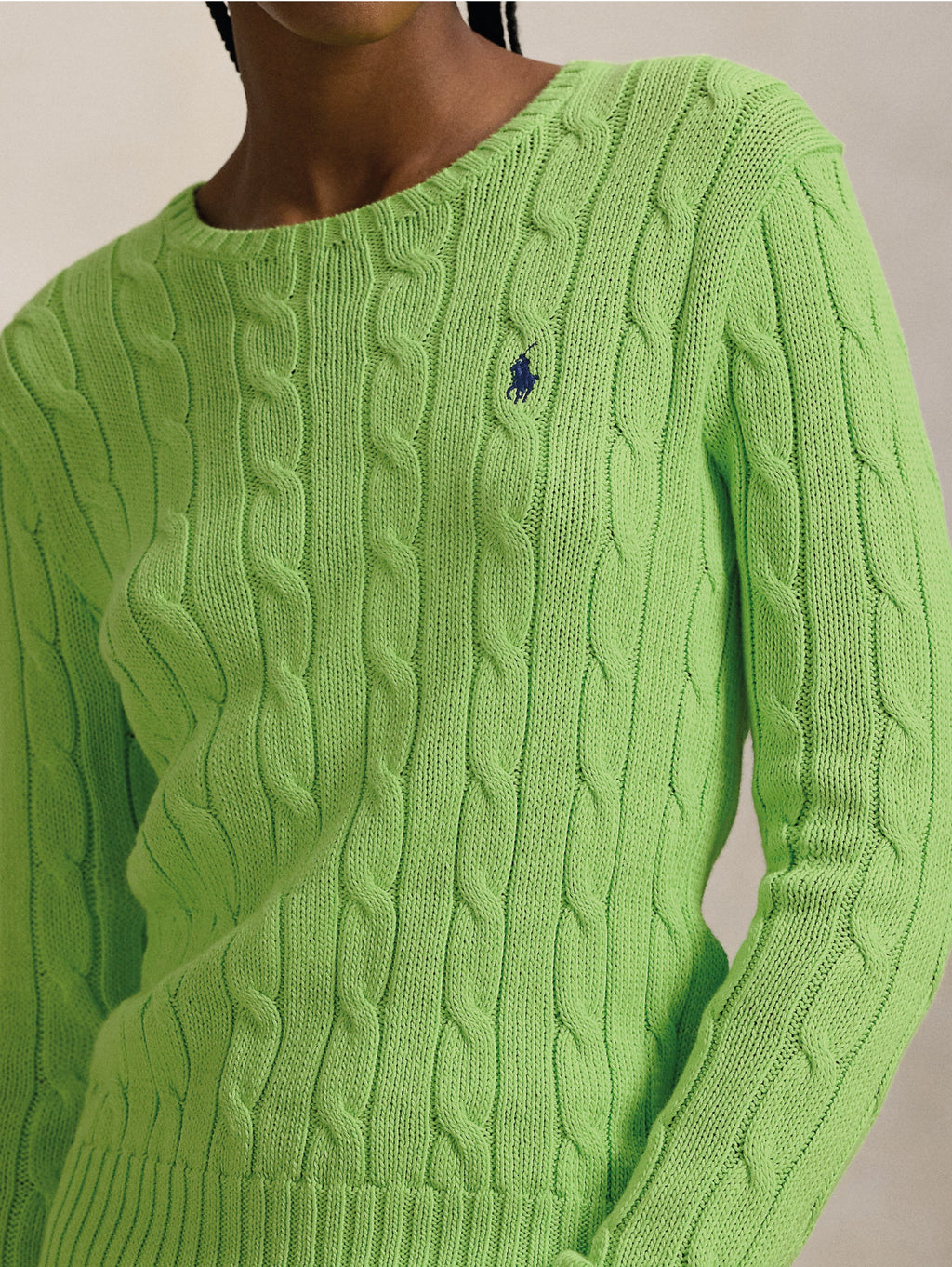 2026 New Arrival Maglia Girocollo in Cotone a Trecce Verde