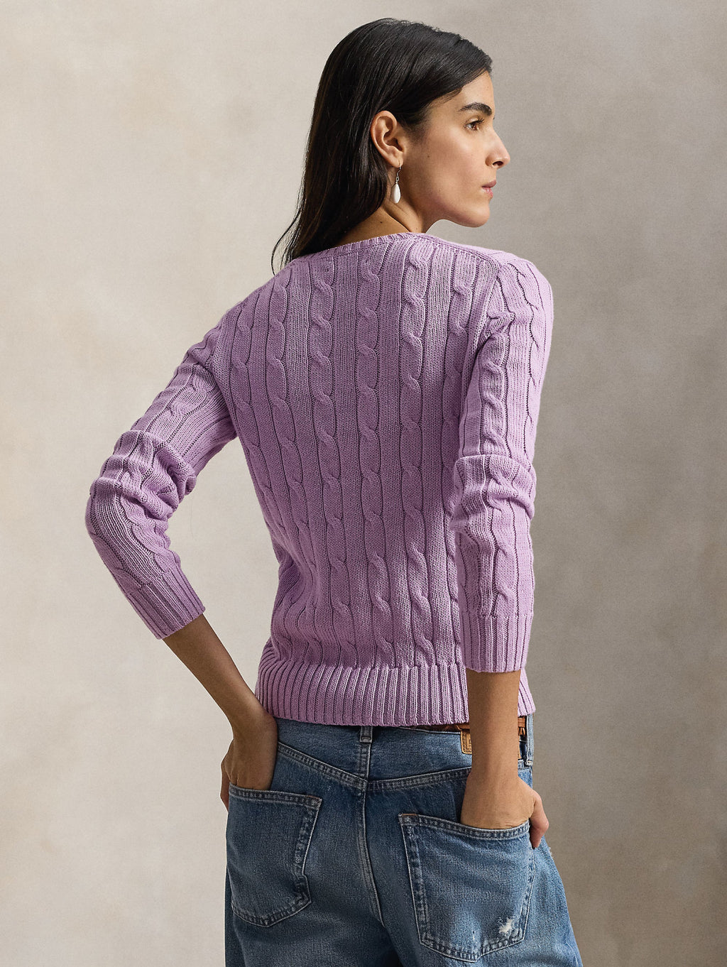 2026 New Arrival Maglia Girocollo in Cotone a Trecce Lilla