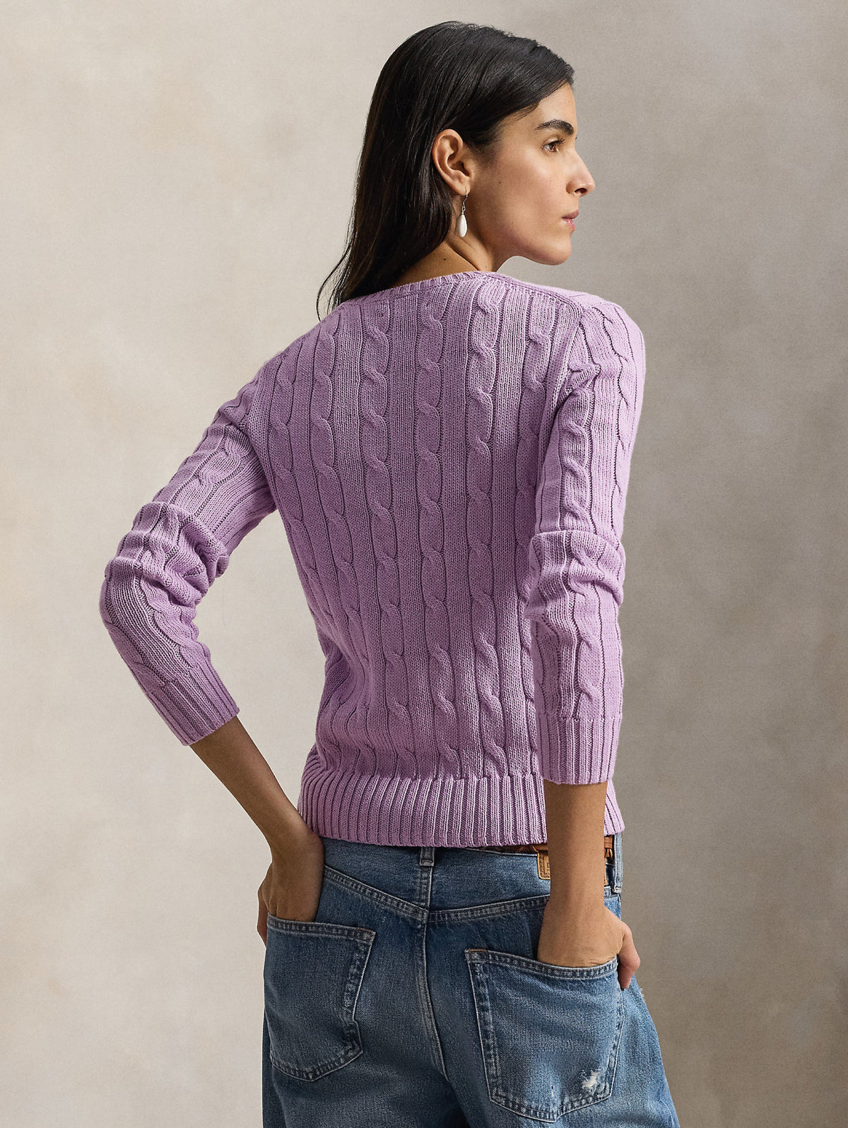 2026 New Arrival Maglia Girocollo in Cotone a Trecce Lilla