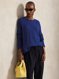 2026 New Arrival Maglia a Trecce Relaxed Fit Cobalto