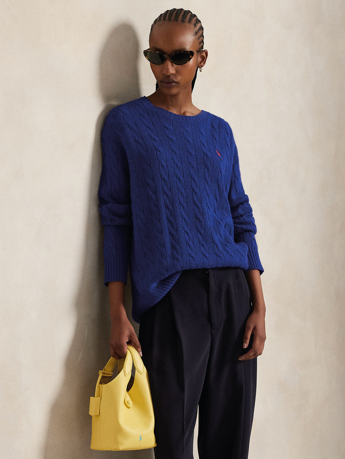 2026 New Arrival Maglia a Trecce Relaxed Fit Cobalto