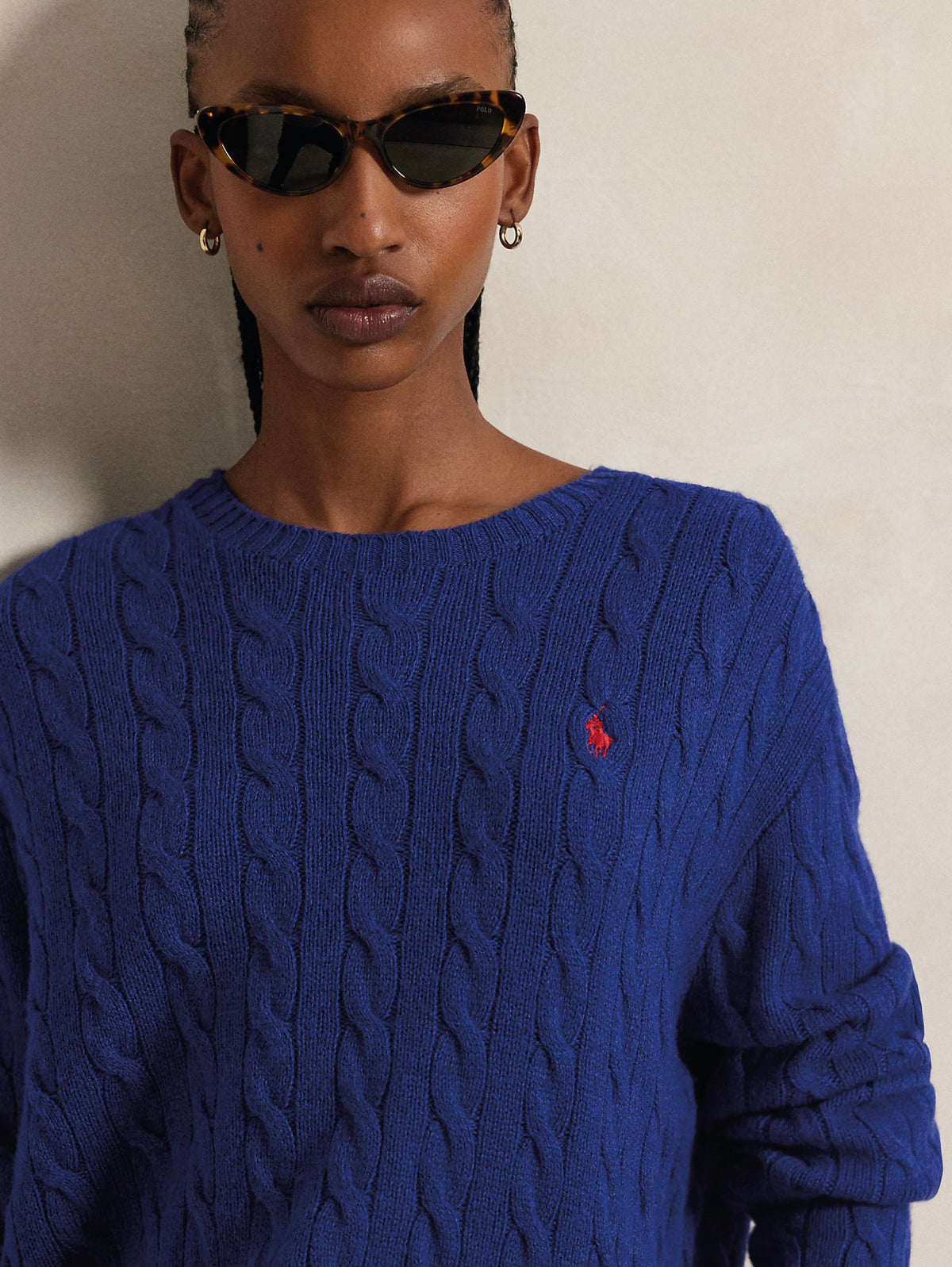 2026 New Arrival Maglia a Trecce Relaxed Fit Cobalto