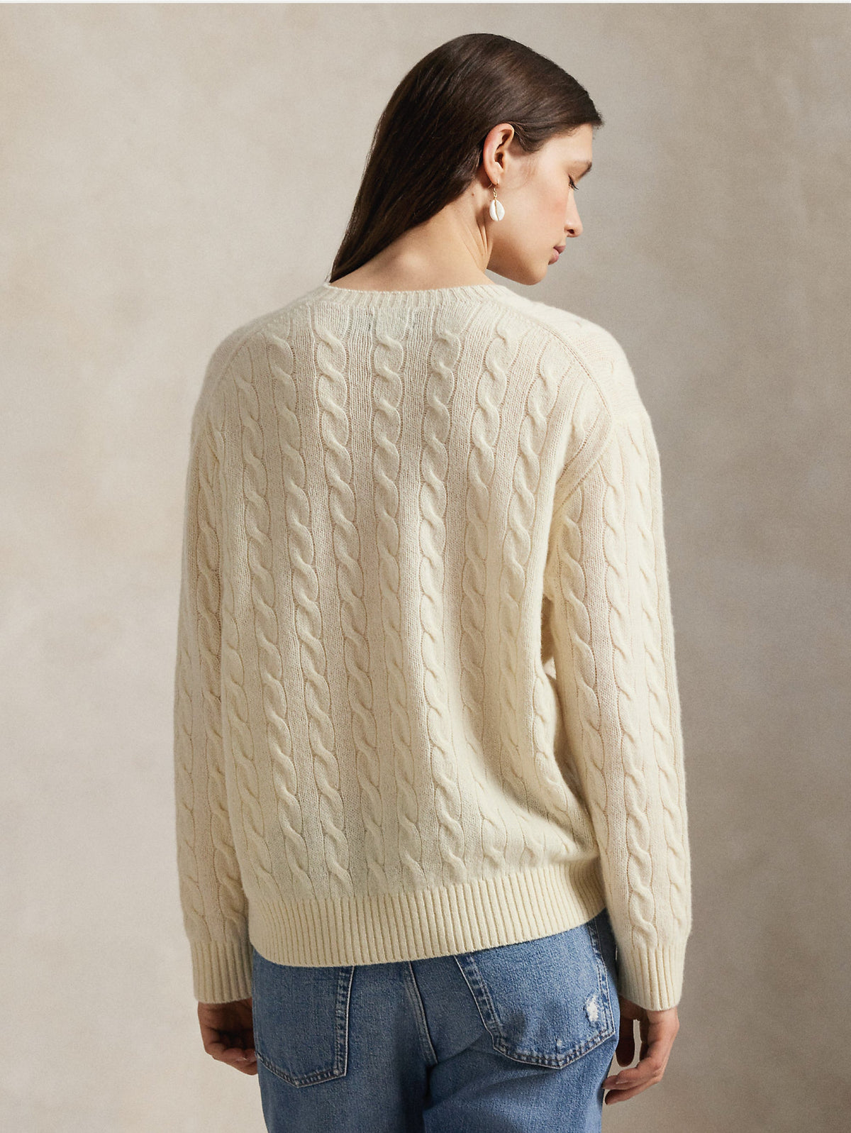 2026 New Arrival Maglia a Trecce Relaxed Fit Crema