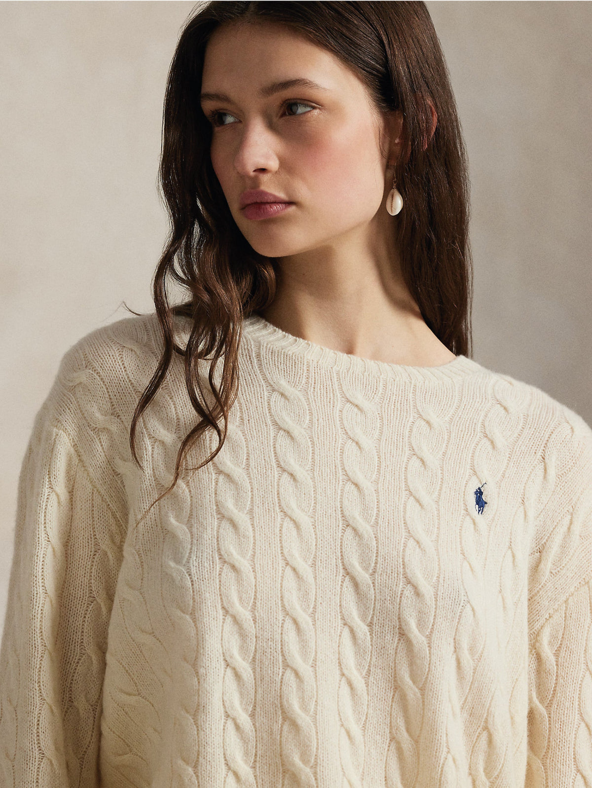 2026 New Arrival Maglia a Trecce Relaxed Fit Crema