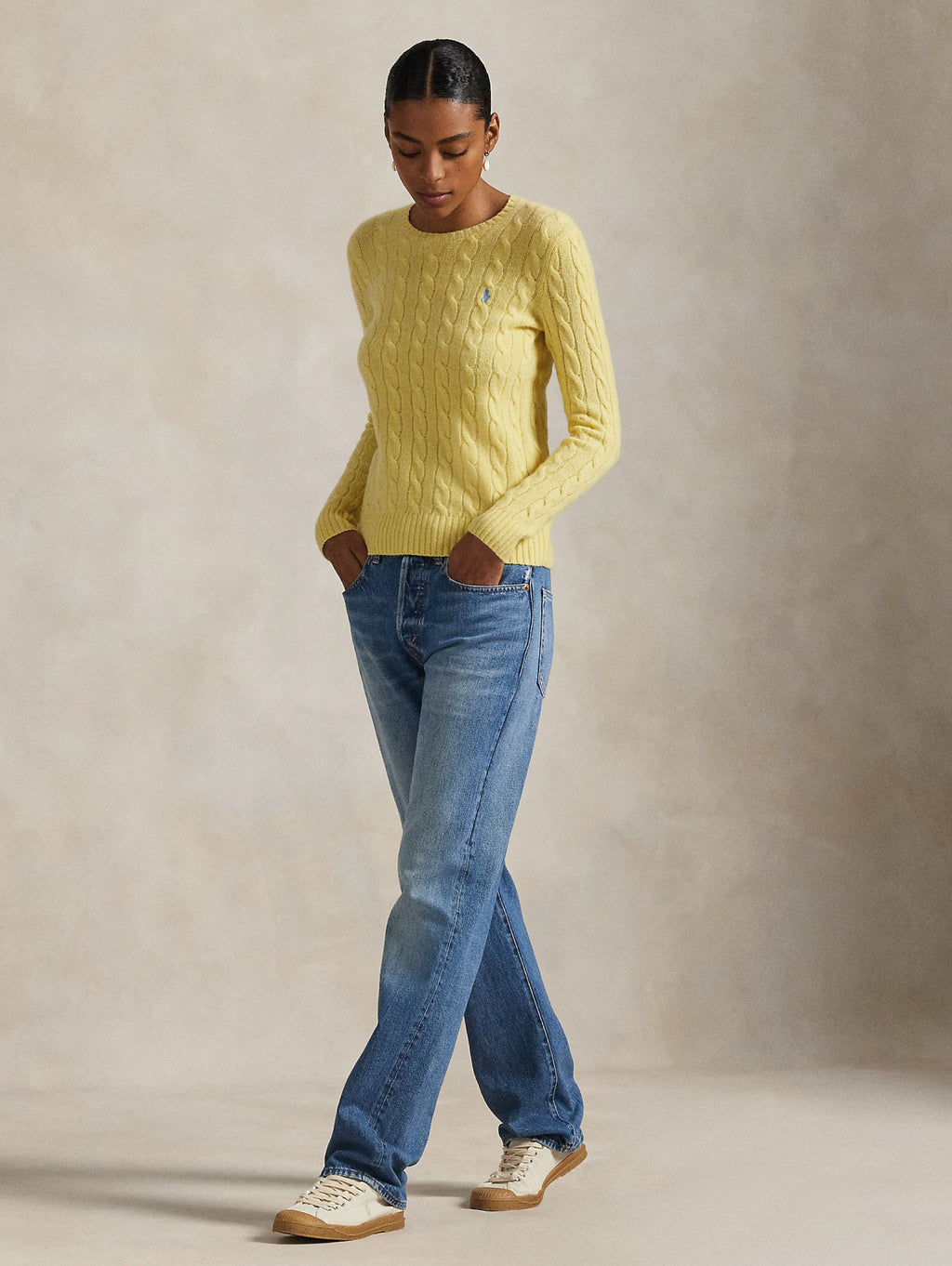 2026 New Arrival Maglia a Trecce in Misto Cashmere Giallo