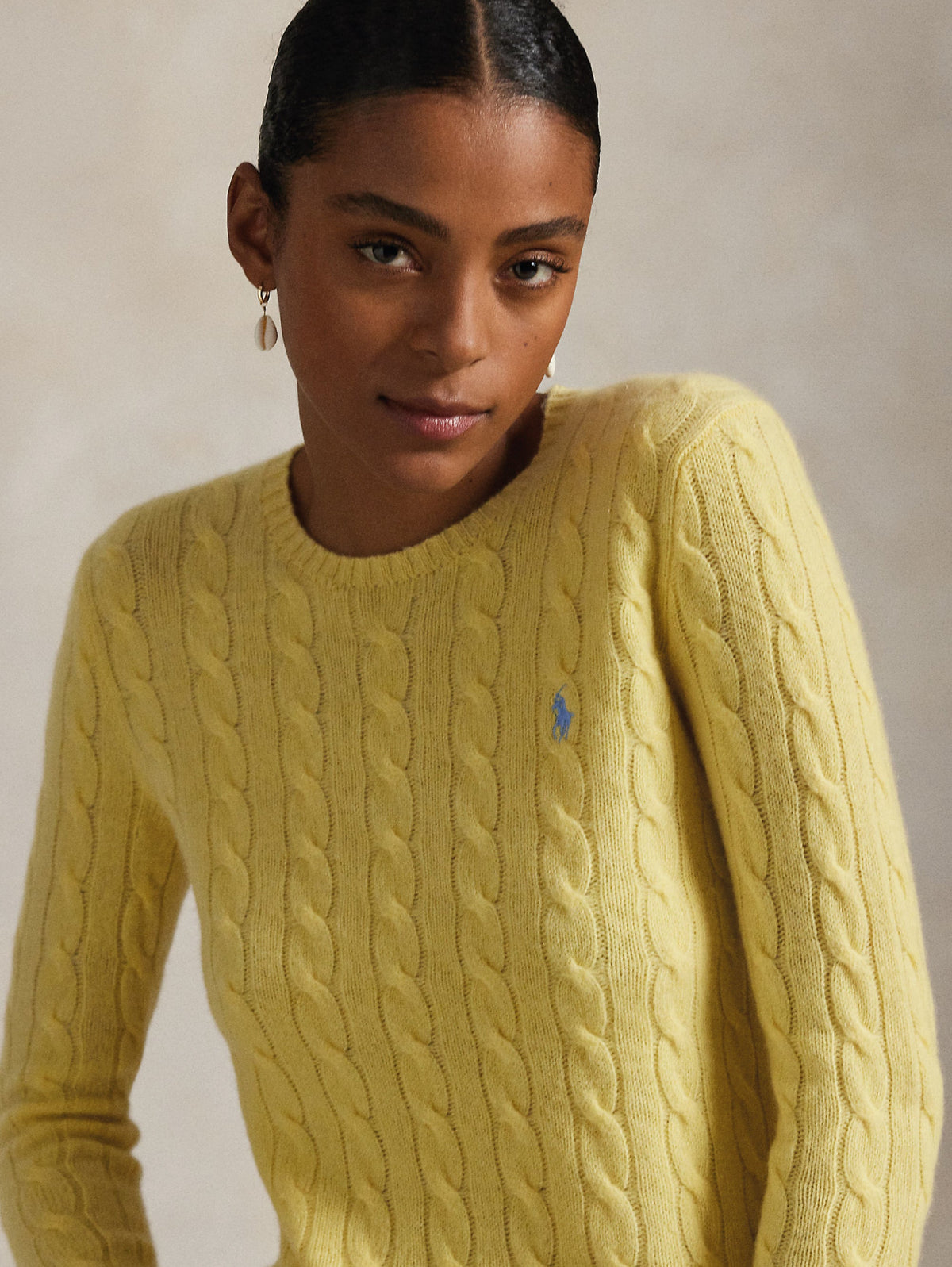 2026 New Arrival Maglia a Trecce in Misto Cashmere Giallo