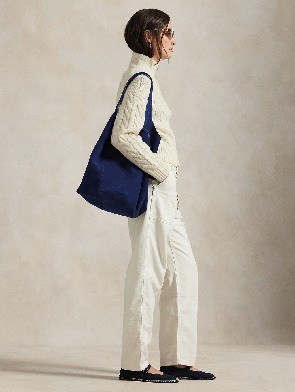 2026 New Arrival Maglia a Trecce in Lana con Mezza Zip Crema