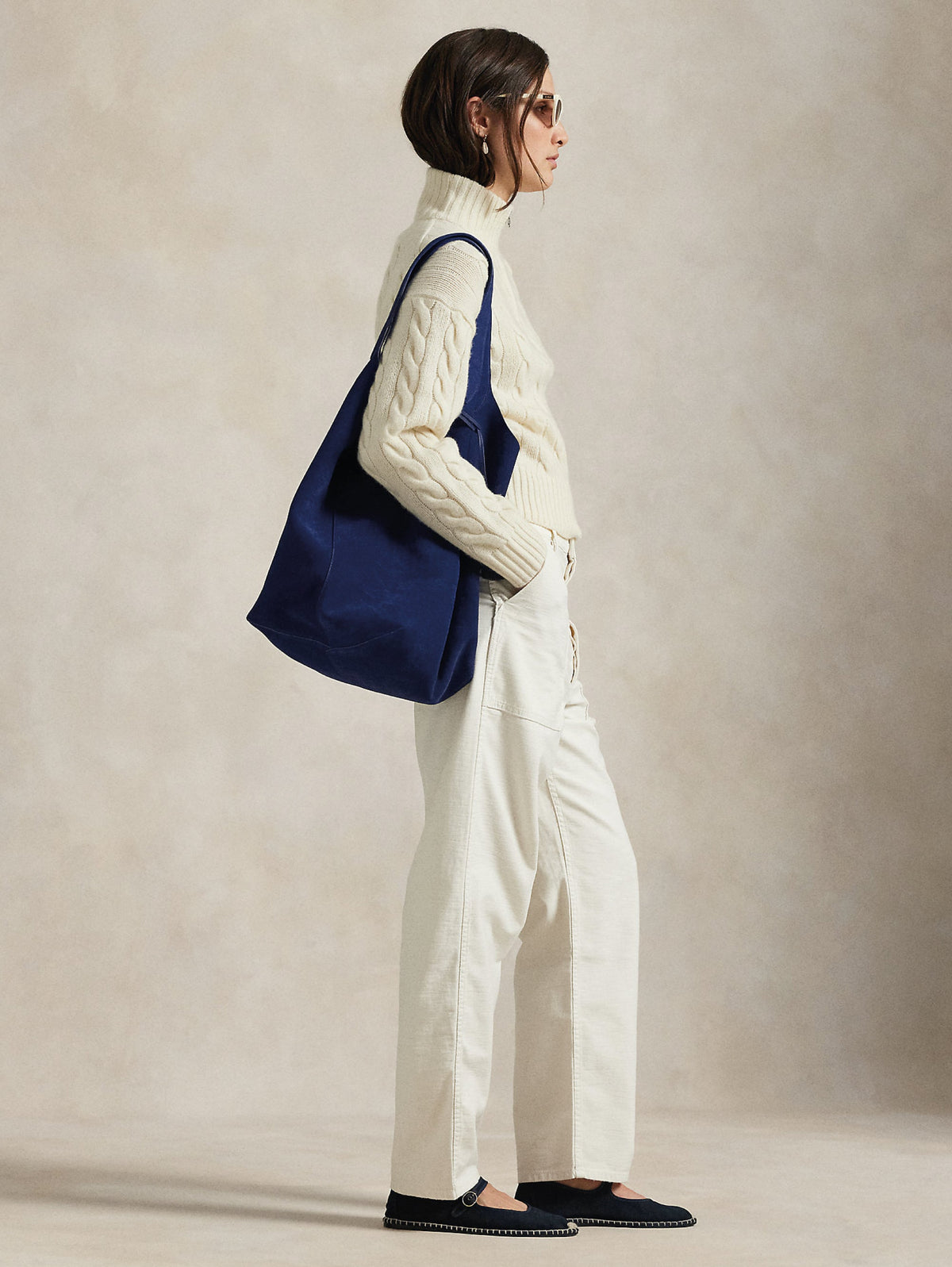 2026 New Arrival Maglia a Trecce in Lana con Mezza Zip Crema