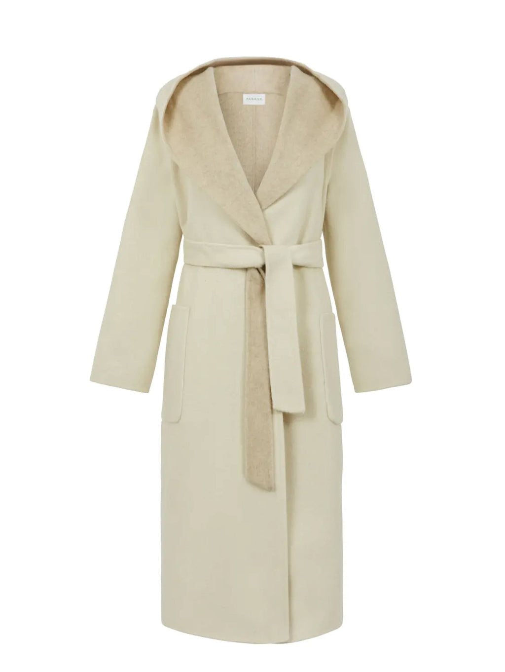 2026 New Arrival Cappotto in Double di Lana con Cappuccio Panna