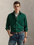 2026 New Arrival Camicia Oxford Slim Fit Tinta in Capo Verde