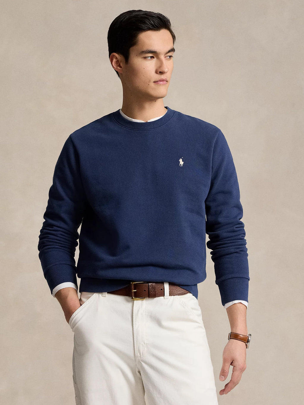 2026 New Arrival Felpa Girocollo in Cotone Loopback Blu Medio