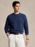 2026 New Arrival Felpa Girocollo in Cotone Loopback Blu Medio