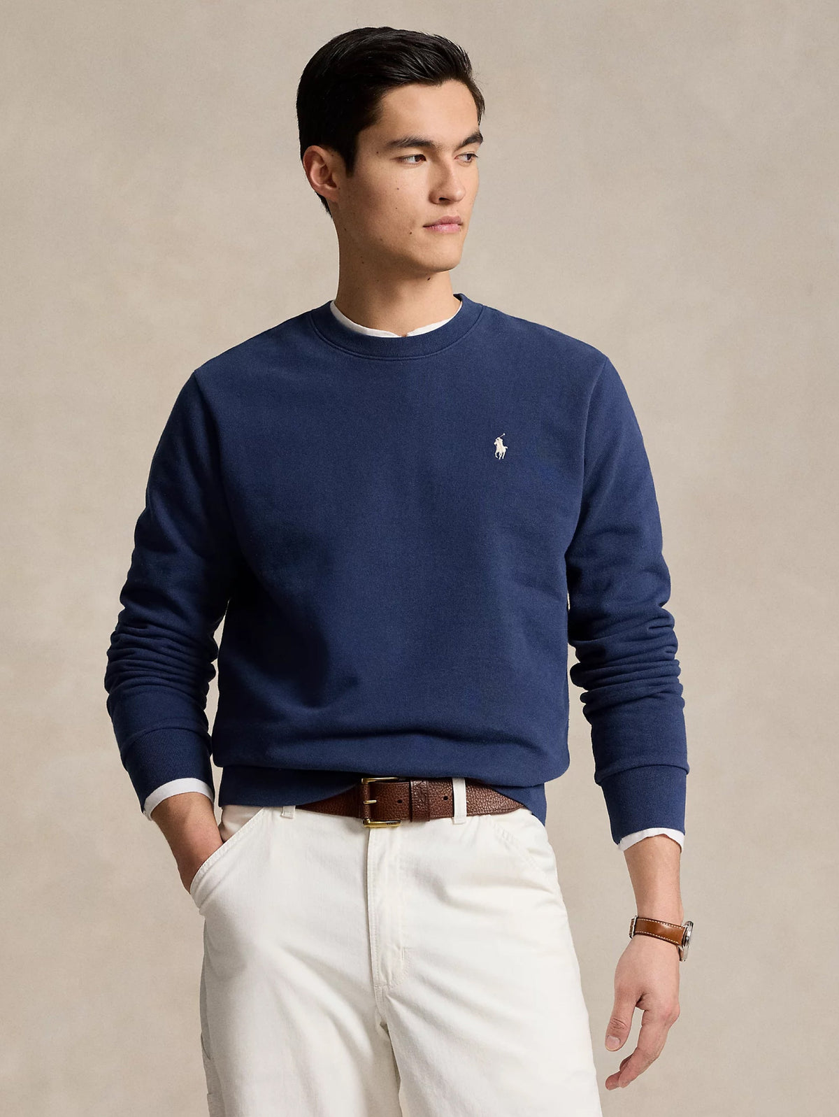 2026 New Arrival Felpa Girocollo in Cotone Loopback Blu Medio