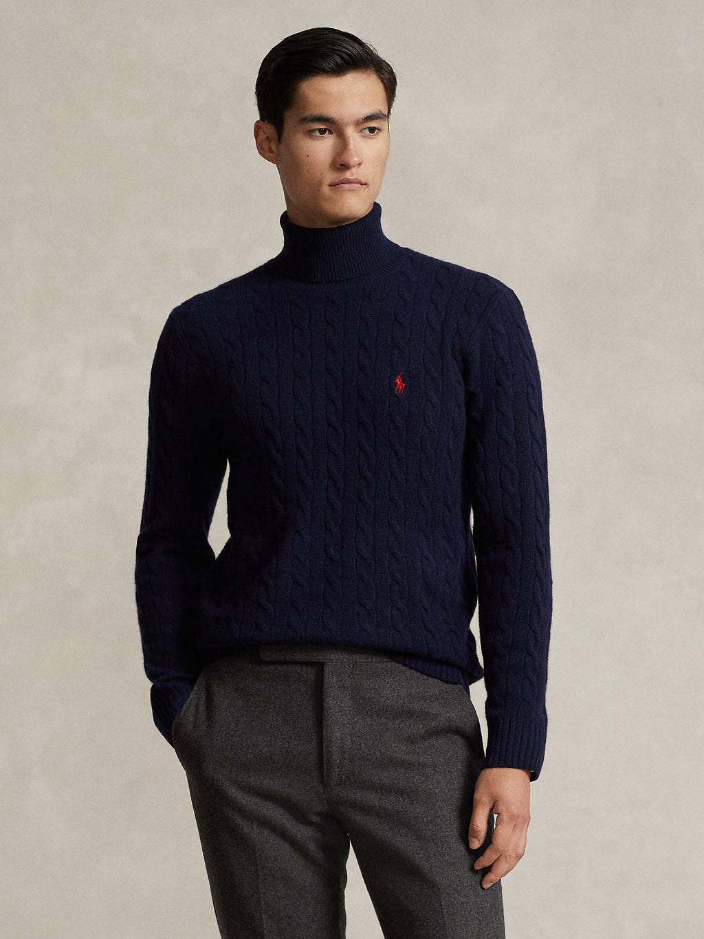 2026 New Arrival Maglia Collo Alto a Trecce Blu