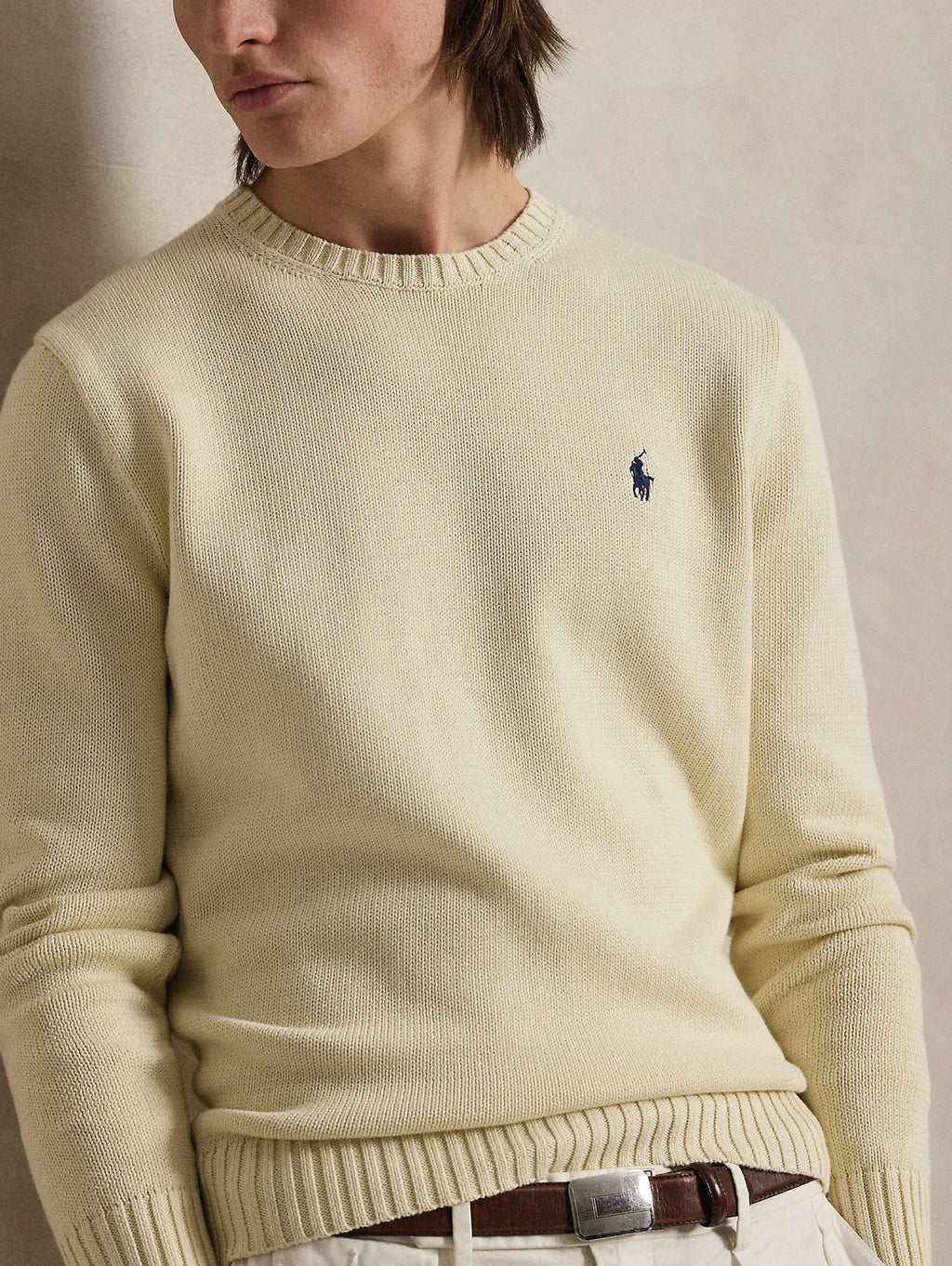 2026 New Arrival Maglia Girocollo in Cotone Regular Fit Crema