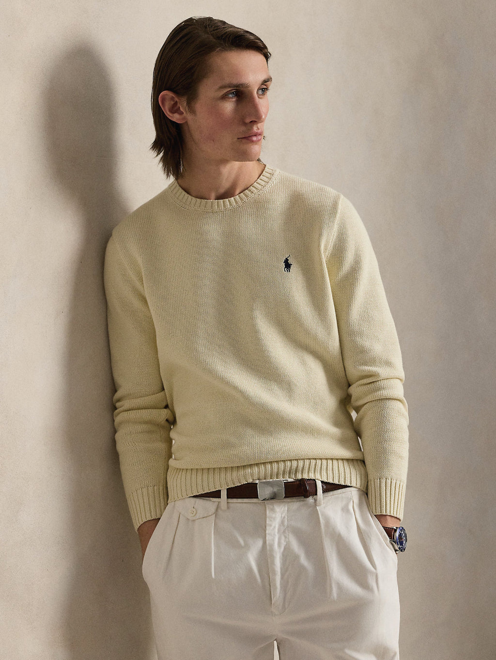 2026 New Arrival Maglia Girocollo in Cotone Regular Fit Crema