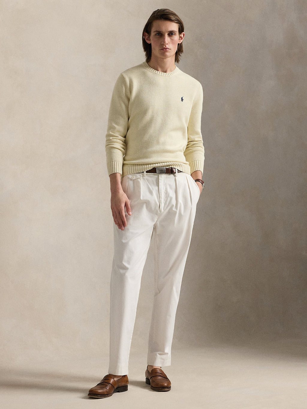 2026 New Arrival Maglia Girocollo in Cotone Regular Fit Crema