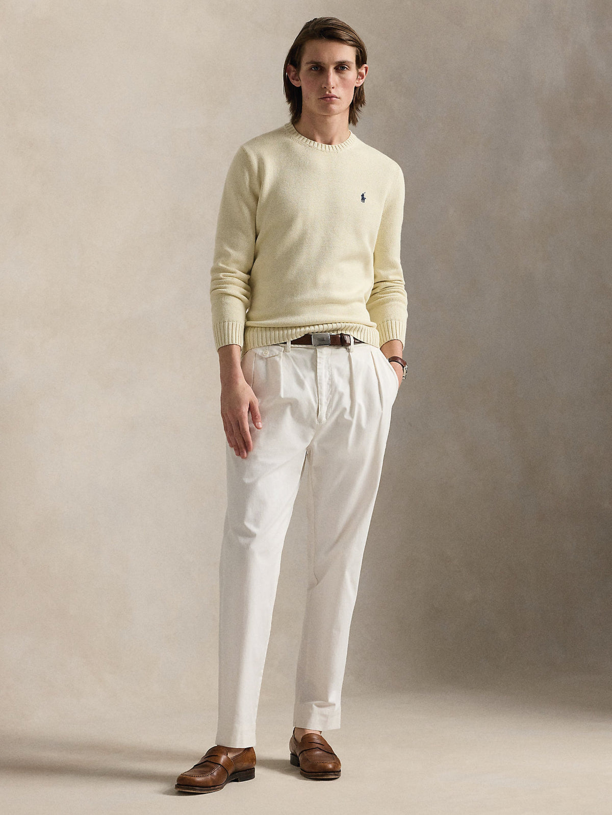 2026 New Arrival Maglia Girocollo in Cotone Regular Fit Crema