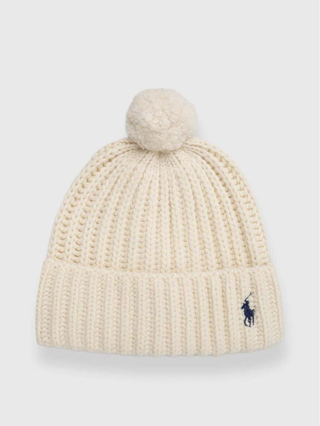 2026 New Arrival Cappello con Pompon e Ricamo Pony Crema