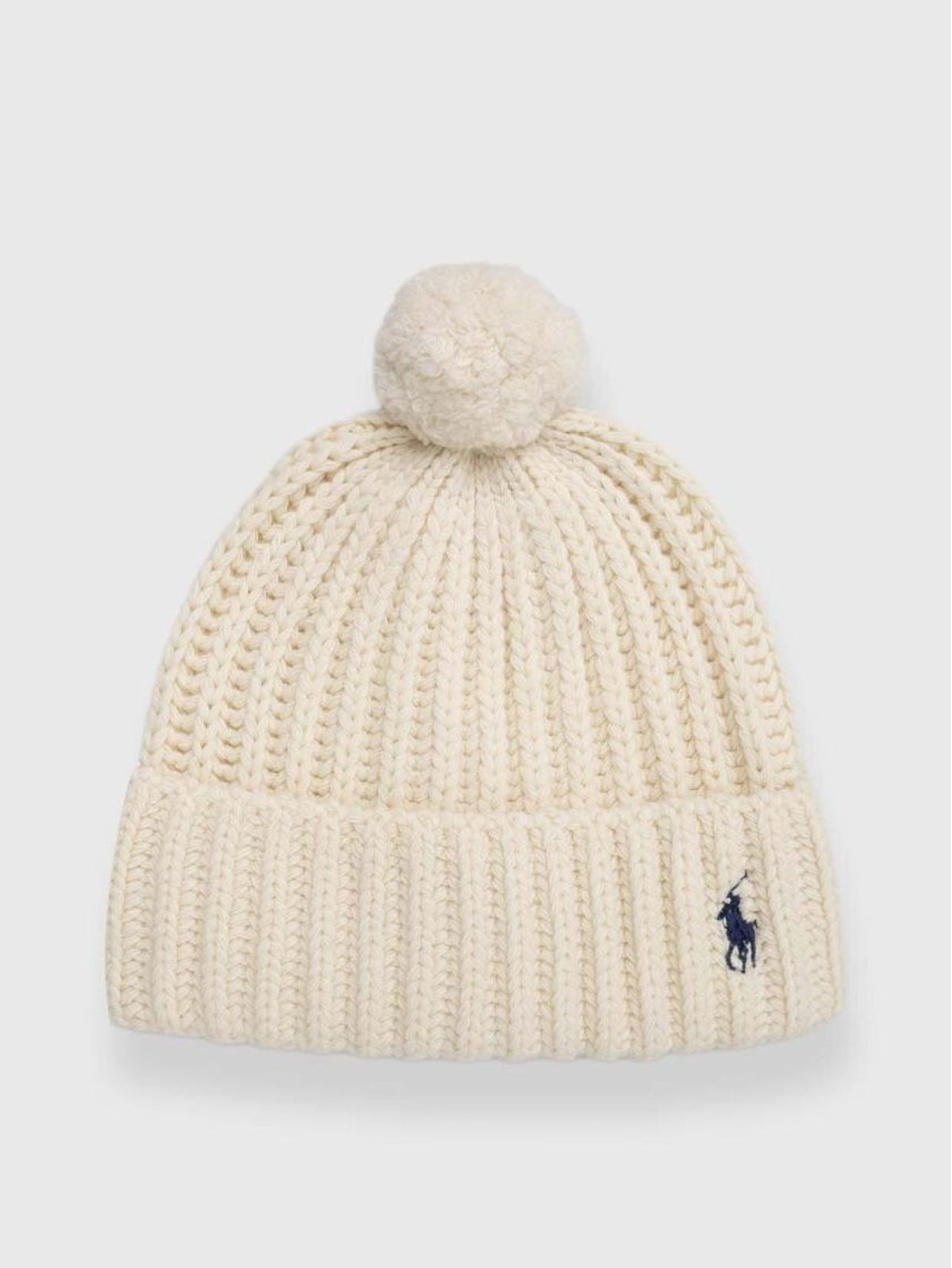 2026 New Arrival Cappello con Pompon e Ricamo Pony Crema