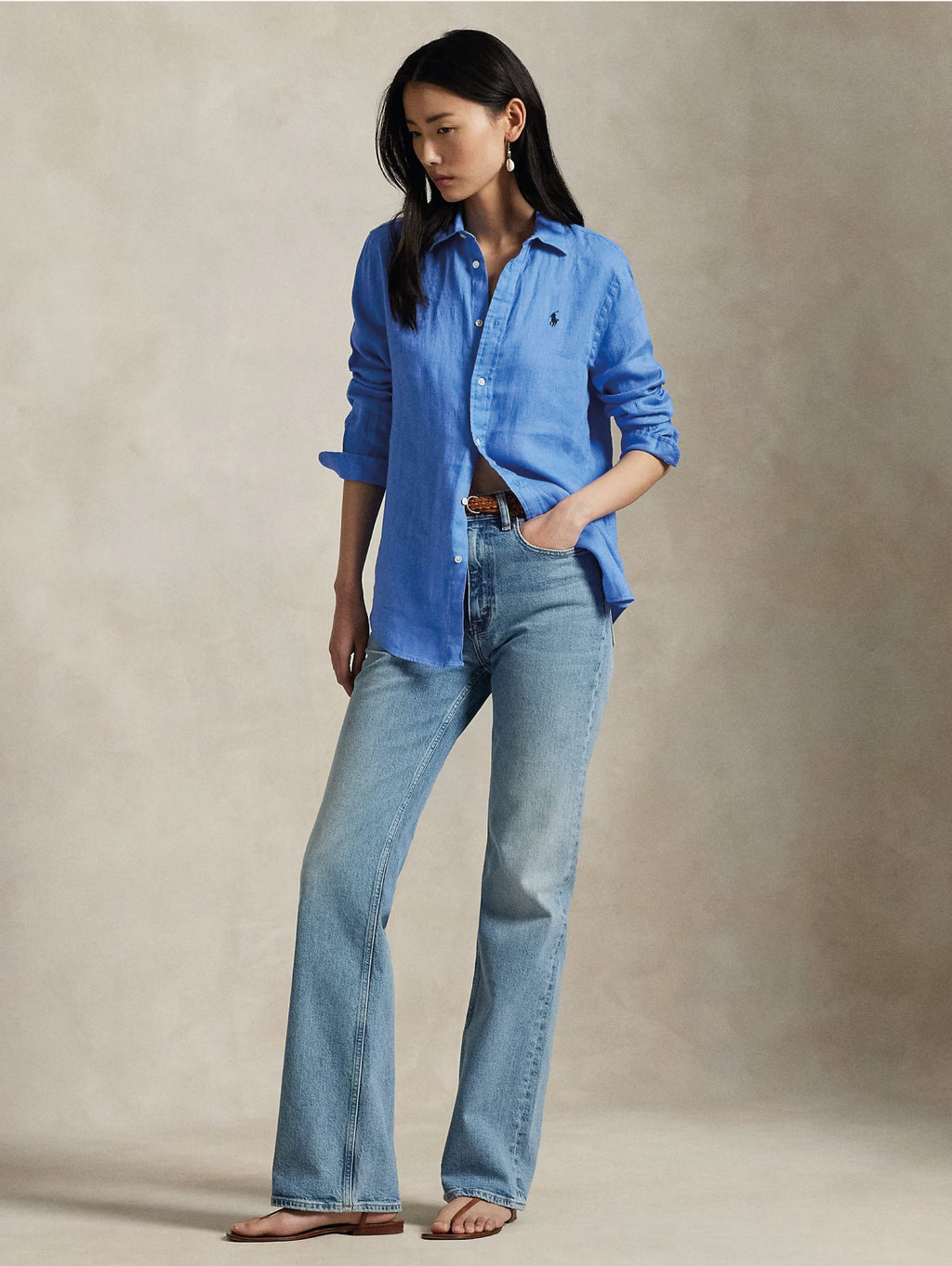 2026 New Arrival Camicia Classic Fit in Lino Blu