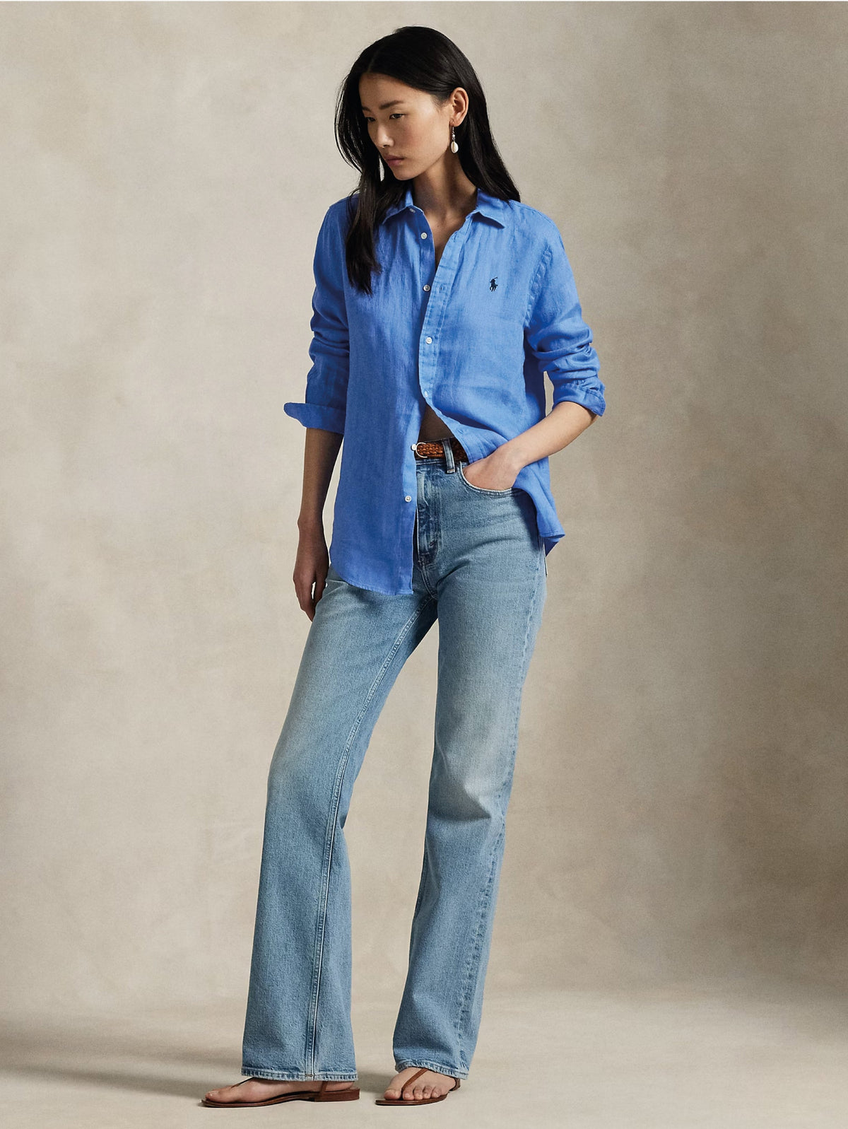 2026 New Arrival Camicia Classic Fit in Lino Blu