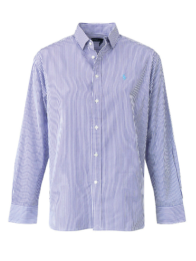 2026 New Arrival Camicia Classic Fit in Lino a Righe Viola/Bianco