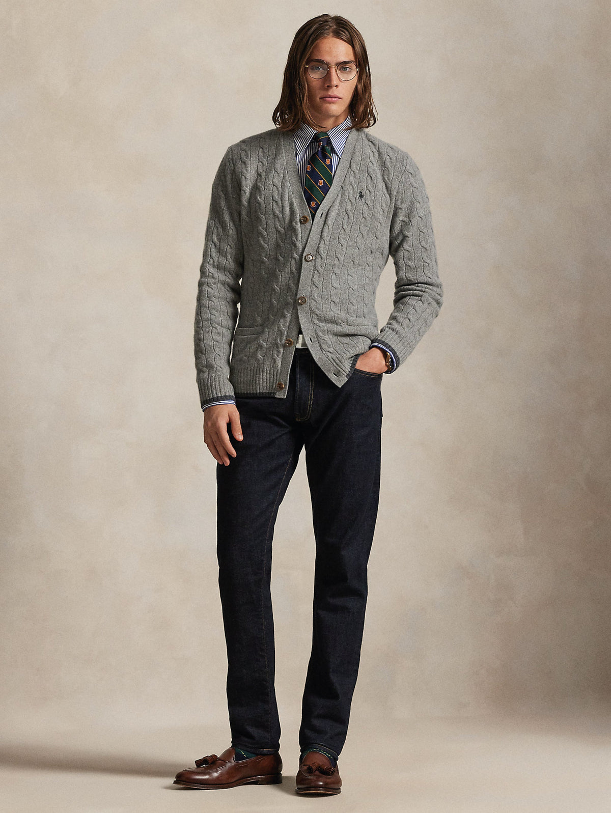 2026 New Arrival Cardigan in Lana e Cashmere a Trecce Grigio