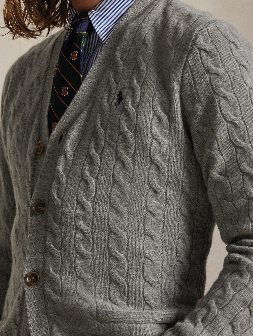 2026 New Arrival Cardigan in Lana e Cashmere a Trecce Grigio