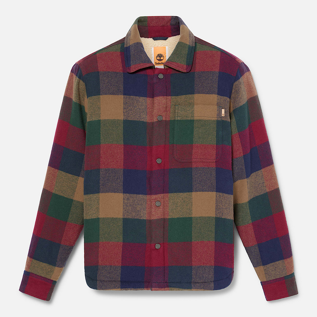 Top Seller TIMBERLAND SHERPA LINED PLAID FLEECE OVERSHIRT Men’s - HIGH PILE LINED OVERSHI GREEN