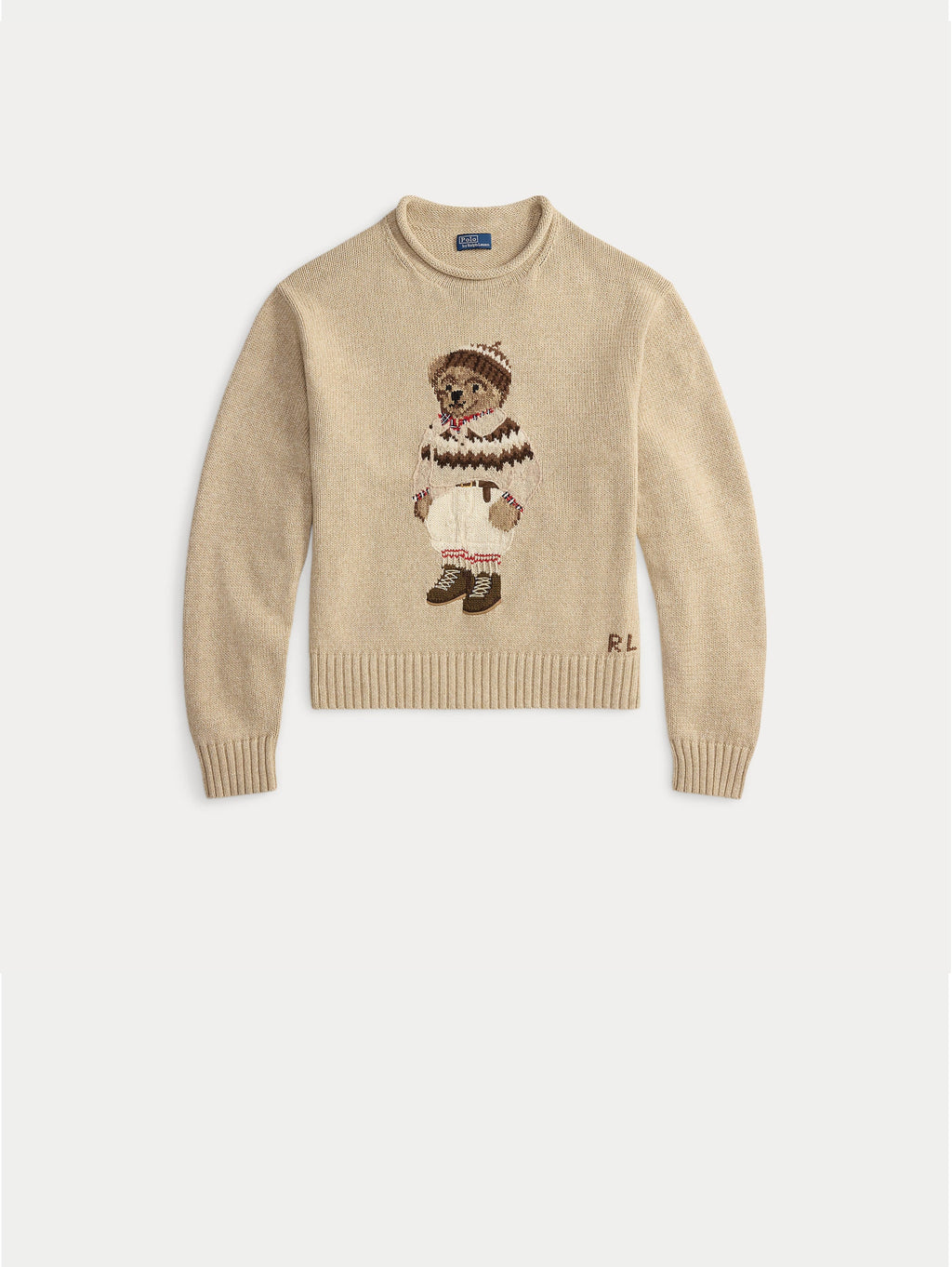 2026 New Arrival Maglione in Cotone con Intarsio Polo Bear Mandorla