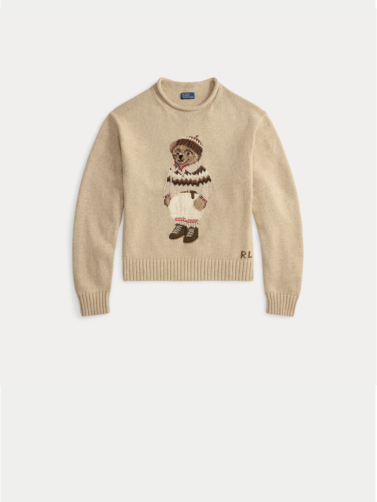 2026 New Arrival Maglione in Cotone con Intarsio Polo Bear Mandorla