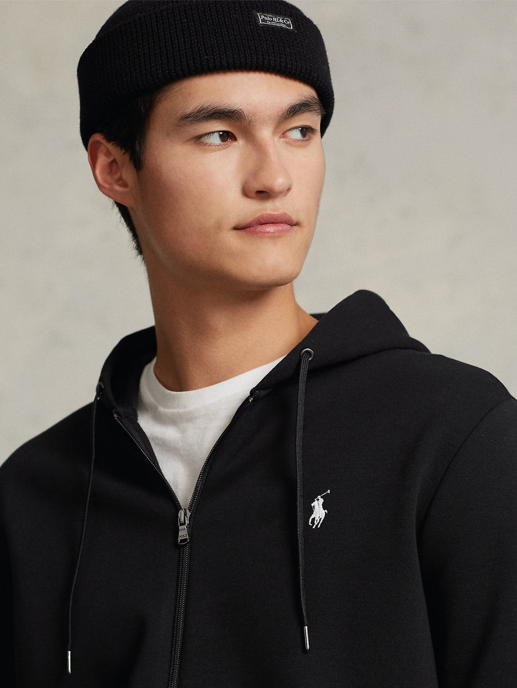 2026 New Arrival Felpa con Cappuccio e Zip  in Maglia Doppia Nero