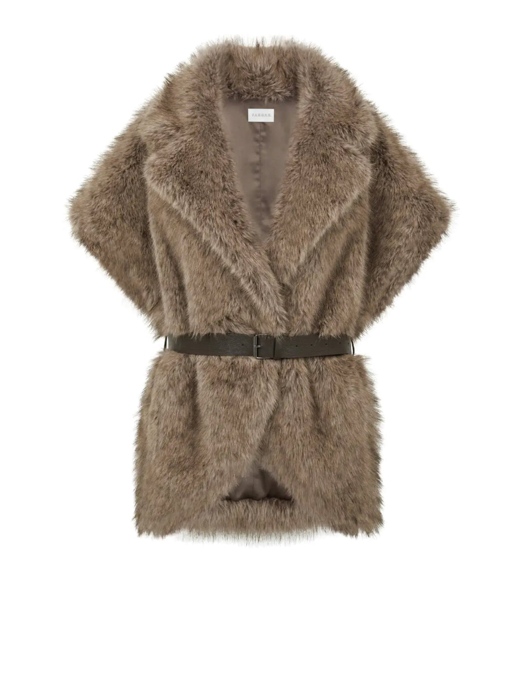 2026 New Arrival Gilet Corto in Ecopelliccia a Pelo Lungo Greige