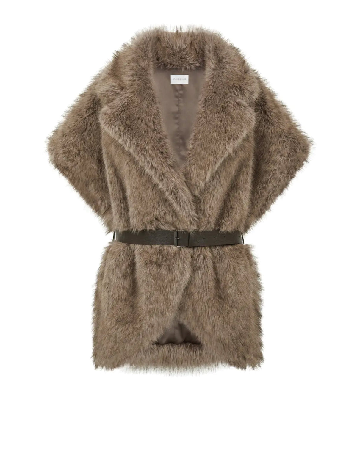 2026 New Arrival Gilet Corto in Ecopelliccia a Pelo Lungo Greige