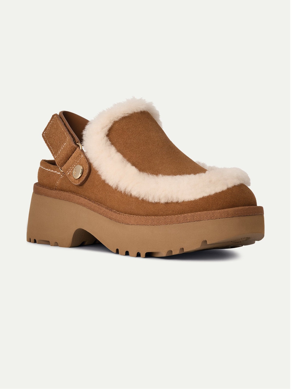 2026 New Arrival Sabot Esmee in Camoscio con Tacco Castagna
