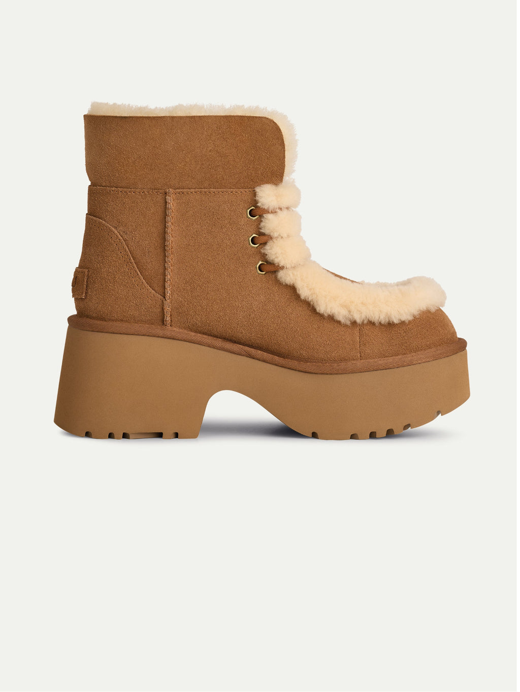 2026 New Arrival Stivale Esmee Lace Up in Camoscio con Cuciture Castagna