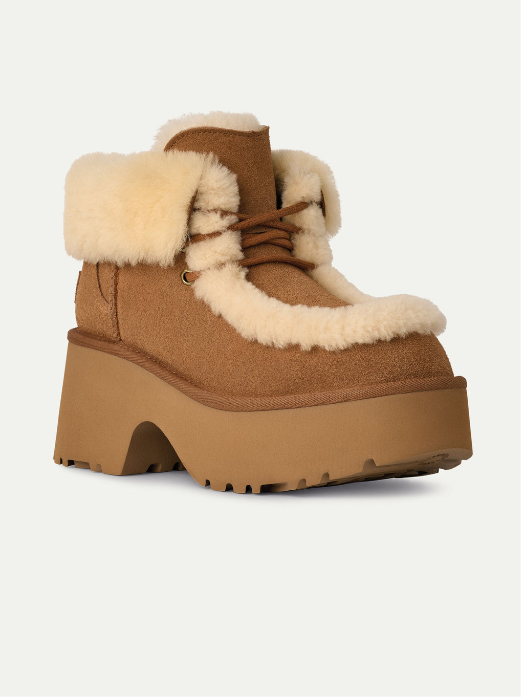 2026 New Arrival Stivale Esmee Lace Up in Camoscio con Cuciture Castagna