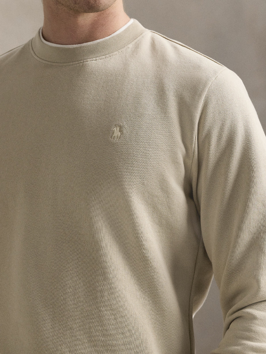 2026 New Arrival Felpa Girocollo in Cotone Loopback Beige